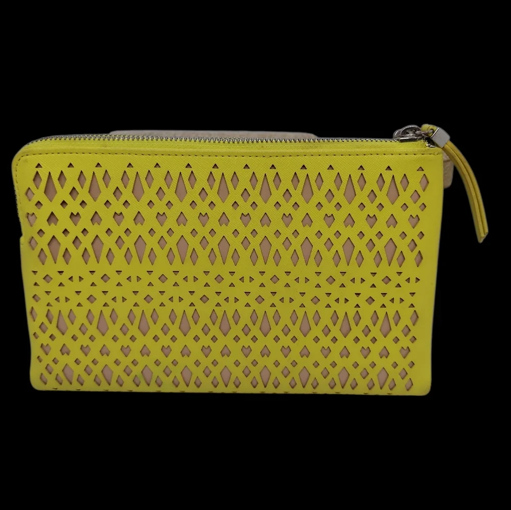 Stella & Dot Bright Yellow Cutout Clutch